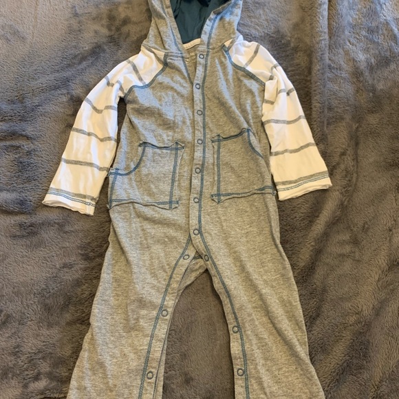 Burt's Bees Baby Other - Burt's Bees Baby Gray and Blue Hooded Onesie